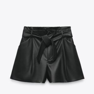 NWT Black Faux Leather Size XL Shorts with Belt
